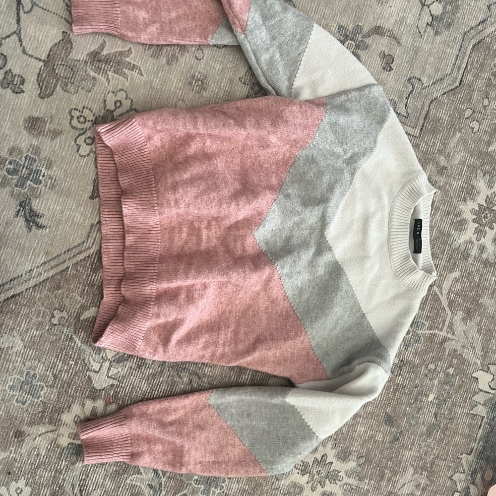 Pink and Gray Colorblock Sweater